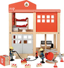 small Foot Große Feuerwache mit Zubehör, detailreiches Holz-Spielset mit Licht & Sound, mit umfangreicher Ausstattung, für Kinder ab 3 Jahren, 12703, 20-TLG