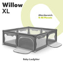 LIONELO WILLOW XL baby playpen, from 0–48 months, large area 187 cm x 207 cm x 68 cm, baby playpen with breathable mesh side walls, 2 side entrances with a zipper
