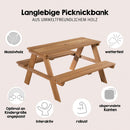 roba Kinder Outdoor+ Sitzgruppe inkl. Sitzkissen - Picknick for 4 - Garten Sitzgarnitur aus wetterfestem Massivholz - 4 Plätze - Teak