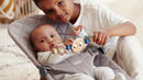 BabyBjörn Babywippe Bliss, Gewebt, Klassische Steppung, Anthrazitgrau mit Spielzeug für Babywippe, Fröhliche Augen