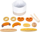 small foot Brotkorb-Set "fresh" aus Holz, mit Backzange, Zubehör für Kinderküche und Kaufladen, ab 3 Jahren, 11444