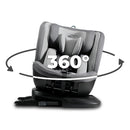 Kinderkraft XPEDITION2 I-SIZE 40-150 cm, Kindersitz 0-36 kg, Reboarder 360 grad drehbar, Kinderautositz mit Isofix station, FWF und RWF, Verstellbare Kopfstütze/Rückenlehne mit Liegeposition, Grau