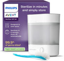 Philips Avent sterilizer gift set – electric steam sterilizer with bottle and teat brush, easy cleaning and sterilization of baby bottles, breast pumps, SCF291/30