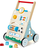 Lauflernwagen Holz 10 in 1 Verwendung als Laufwagen Baby Lauflernhilfe Holz mit gummierten Holzrädern und Activity Center Gehfrei Lauflernhilfe Baby Spielzeug für Jungen und Mädchen