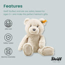 Steiff Bearzy Teddybär beige 28 cm, Stofftier Teddy, Kuscheltier Bär aus Plüsch, zum Kuscheln und Spielen für Babys & Kinder, Soft Cuddly Friends, Plüschtier für babysanfte Haut, waschmaschinenfest