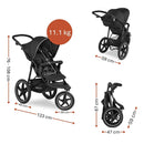 hauck Runner 2, Schwarz - Robuster Dreirad Buggy mit XL Lufträdern, Federung, UV Schutz 50+, XL Netzfenster, Verstellbarer Schieber, mit Liegefunkt...