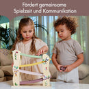 Tiny Love Spielzeug Holz-Rennwagen Rampe, Autorennbahn Holz mit 4 leichtgängigen Holzrennautos, feinmotorische Fähigkeiten, kognitive Entwicklung, natürliches Design, 18+ Monate, Boho Chic