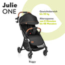 LIONELO Julie One Buggy Kinderwagen bis 22 kg, verstellbare Rückenlehne und Fußstütze, Moskitonetz, Beinwärmer, Getränkehalter und Transporttasche, zusammenklappbar