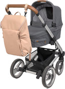 LÄSSIG Baby Wickelrucksack mit Wickelunterlage, Kinderwagenbefestigung und Flaschenhalter/GRE Slender Up Backpack camel