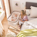 hauck Babybett Dreamer mit Matratze für Babys ab Geburt bis 9 kg, Babywiege mit Schaukelfunktion und Utensilientasche, Netzfenster, Einhändig Faltbar und Tragbar (Multi Dots Sand)