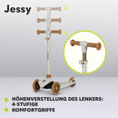 LIONELO Jessy Premium Dreirad-Kinderroller mit LED-Rädern für Kinder 3 Jahre bis 50 kg, Höhenverstellung und Rutschfester Plattform, Faltbarer Kinderroller