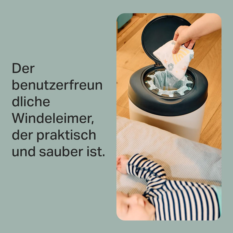 Tommee Tippee Simplee Windeleimer, mit 6 Nachfüllkassette, Schützt gegen Gerüche und Keime*, Zu 100 % Recyceltes Gehäuse