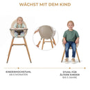Kinderkraft Hochstuhl FINI2 2 in 1, Kinderhochstuhl, Babystuhl, Kombihochstuhl, Beine aus Holz, Sicherheitsgurte, Fußstütze, Doppeltablett, ab 6 Monate bis 5 Jahre, 5 Punkt Gurte