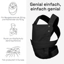 marsupi Classic Babytrage - Neugeborene von der Geburt bis zu 15 kg - Baby Erstaustattung - Klett-Verschluss - Leicht und Kompakt - Black L
