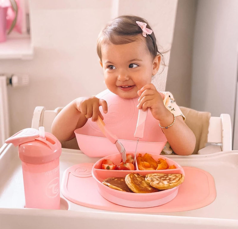 Twistshake Click-Mat + Platte | Anti-Rutsch-Geschirrset für Babys | Babyteller + Baby-Tischset