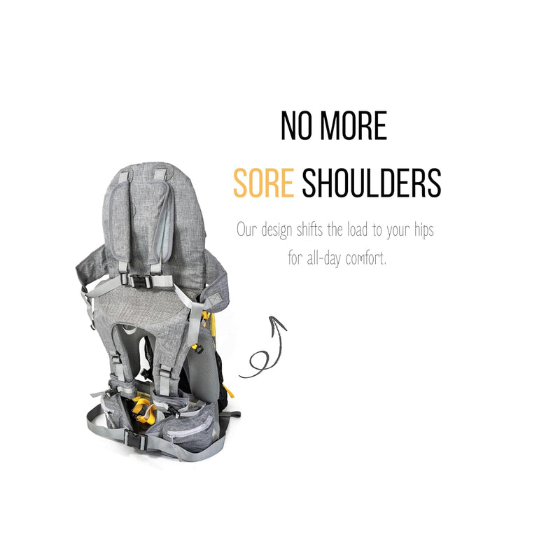 OE Schulter-Trage für Kinder und Kleinkinder (1–4 Jahre) mit abnehmbarem Rucksack und Sonnendach, klappbarem Gestell, kompakt – perfekt für Tageswanderungen.