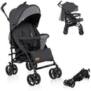 LIONELO Irma Kinderwagen bis 15 kg, Kinderwagen, leichter moderner Kinderwagen mit Liegefunktion, faltbar, große 6-Zoll-Räder, großer Korb, Tasche, Moskitonetz Schwarz