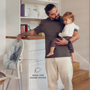 Kinderkraft DINNLY Hochstuhl, Kinderhochstuhl, Babystuhl, Kombihochstuhl, Sicherheitsgurte, Fußstütze, Tablett, ab 6 Monate bis 5 Jahre, Hellgrau