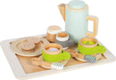 small Foot Kaffee und Tee Set Kinderküche aus Holz, 15-TLG. Küchenspielzeug, Rollenspiel für Kinder ab 2 Jahren, 12484, Natural Wood