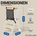 COSYLAND Montessori Lernturm ab 1 Jahr klappbar – Höhenverstellbarer Kinder Lernturm | Faltbarer Montessori Tower Learning Tower | Lernstuhl Kinder ab 1 Jahr Kitchen Helper - Weiß-Natur