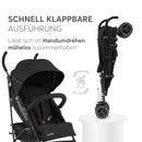 KikkaBoo BEETLE Kinderwagen, Kinderwagen bis 22 kg, faltbar, leicht, kompakt, Schwarz