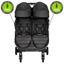 Baby Jogger City Tour 2 Double Geschwisterwagen Zwillingswagen für Reisen | leichter, zusammenklappbarer und tragbarer Zwillingsbuggy | Pitch Black (Schwarz)