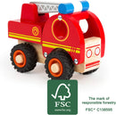small foot Feuerwehrfahrzeug aus Holz, gut greifbar, mit gummierten, bodenschonenden Rädern, ab 18 Monaten, 11075