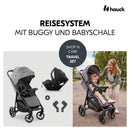 hauck 2in1 Kinderwagen Set Shop N Care Travel Set inkl. Buggy und Babyschale ab Geburt bis 22 kg, Klein Zusammenklappbar, Liegefunktion, Getränkehalter & Tablett, UV-Schutz 50+ (Grey)