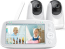 Babyphone mit teilbarem Bildschirm, 5" 720P Video Babyphone mit 2 Kameras, Audio und Video Überwachung, Schwenken Neigen Zoom, 300m Reichweite...