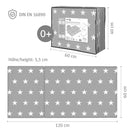 roba Reisebettmatratze Little Stars - Faltbare Baby Matratze für Reisebett 60 x 120 cm - Abnehmbarer Bezug in Grau mit weißen Sternen - Inklusive Tragetasche