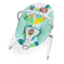 Bright Starts Wild Wonders Vibrations Babywippe, abnehmbarer Spielbügel mit 2 Spielzeugen, rutschfeste Füße, 0–6 Monate bis 9 kg