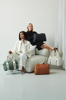 CHILDHOME, Baby Wickeltasche, Mommy Bag, Inklusive Wickelauflage, Viele Fächer, Kinderwagenbefestigung, Schultergurt, Veganes Leder, 22L, Mommy Club Signature, Braun