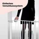 Safety 1st SecureTech Metal Gate, Treppenschutzgitter ohne Bohren, 73–80 cm (bis 136 cm erweiterbar), Leicht Schließbares Türschutzgitter, mit Einer Hand Öffnen, Kein Bohren, Zweifachsicherung