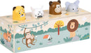 small Foot Drückspiel Tierlaute „Safari“ aus FSC-zertifiziertem Holz, 4 Tierfiguren, Lernspielzeug mit Tiergeräuschen und Pop-Up-Mechanismus, für Kinder ab 1 Jahr, 12757