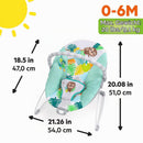 Bright Starts Wild Wonders Vibrations Babywippe, abnehmbarer Spielbügel mit 2 Spielzeugen, rutschfeste Füße, 0–6 Monate bis 9 kg