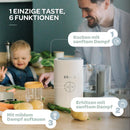 BÉABA - Babycook Neo - 6 in 1 Babynahrungszubereiter - Schonender Dampfgarer - Glaskrug und Garkorb aus Edelstahl - Weiss