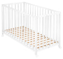 roba Klappbett Fold Up 60 x 120 - Klappbares Babybett aus Holz - 2-fach höhenverstellbar - Platzsparendes Gitterbett auf Rollen - Weiß