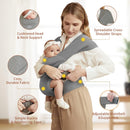 Babytrage für Neugeborene ab Geburt, MOMTORY Komfortabler Hüftsitz für Baby(3-12kg), Ergonomischer Tragetuch Neugeborenes bis Kleinkind mit Klettverschluss, Leicht Verstellbare Hüfttrage - Hellgrau