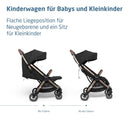 Maxi-Cosi Eva3 Kinderwagen, 0–4 Jahre, 0–22 kg, Baby Kinderwagen, Leicht und kompakt, Flache Liegeposition, 3 Liegepositionen, Automatisch mit 1 Hand klappbar, Tragegurt, Essential Black Champagne