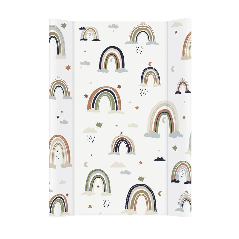 Rotho Babydesign Wickelauflage Keil (50 x 70 cm) - wickelauflage - wickeltischauflage - abwaschbar - wickelmatte - wasserdicht - Motiv Boho Rainbow
