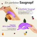 Kleiner Fuchs Hochwertiges Bambus Teller mit Saugnapf, Rutschfestem Saugnapf mit passendem Baby Löffel Macht Mahlzeiten Spaß, Bambus Geschirr Set mit Geschenkbox - Essenlernen mit Einhorn Design