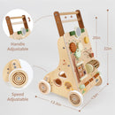Little Log Lauflernwagen aus Holz | 2-fach höhenverstellbar & Geschwindigkeitsbremse, 9-in-1 Montessori Activity-Center, leise Gummiräder für Babys ab 12 Monaten