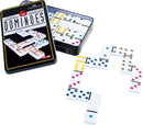 small foot Domino, Spieleklassiker in 6 Farben und mit robuster Metallschatulle, ab 3 Jahren, 3493, Weiss/Opulenter Garten