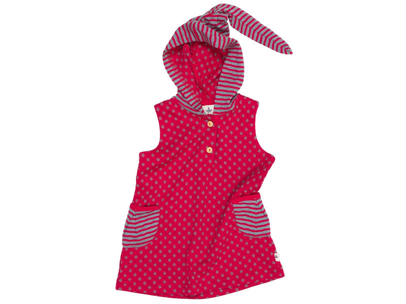 Kurzarm Kleider Kleider & Röcke Kleidung Tunika Kapuzenkleid taubenblau  Leela Cotton Front Image Last Season