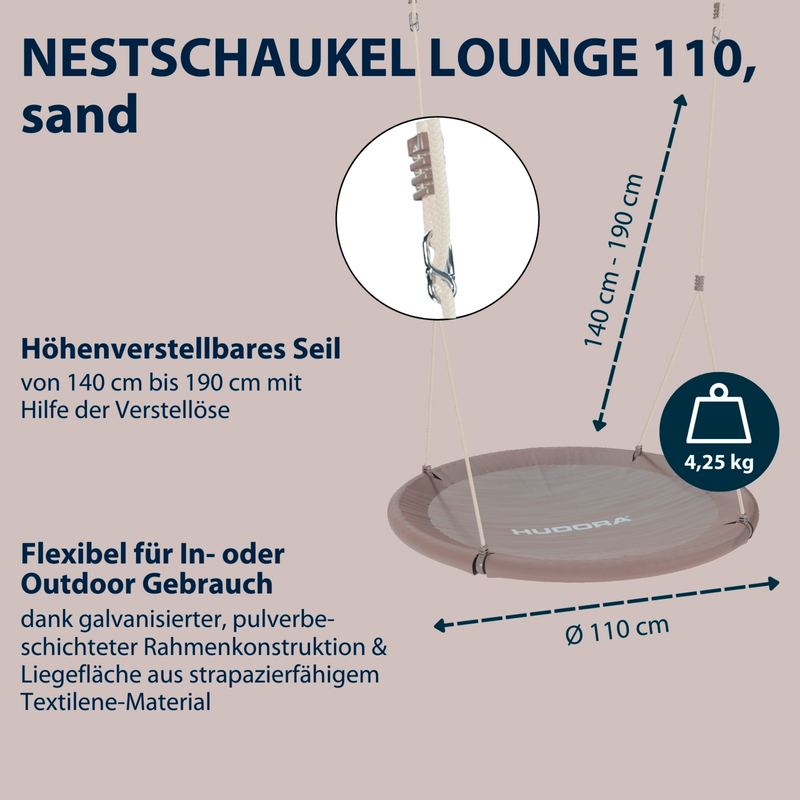 HUDORA Lounge 110 Nestschaukel Tellerschaukel Schaukel Kinderschaukel