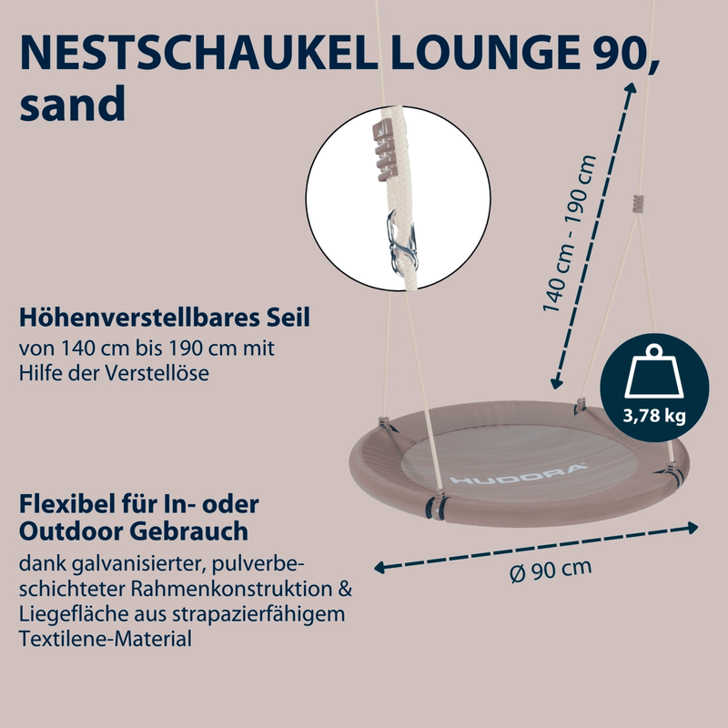 HUDORA Lounge 90 Nestschaukel Tellerschaukel Schaukel Kinderschaukel