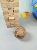 Kreativ-Spielset – Jenga, Memory, Dominosteine, Knobelball, sehr gut erhalten