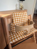 Waterproof Wipe Clean High Chair Cushion | Compatible with Stokke Tripp Trapp | Caramel Vichy Gingham