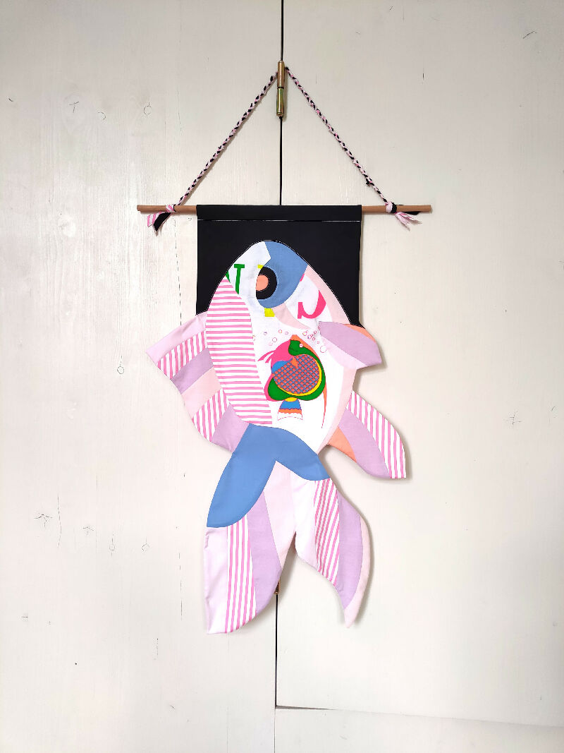 wallhanging veiltail fish