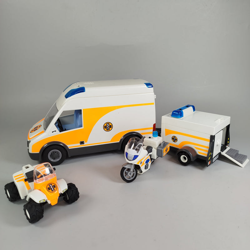 Playmobil Rettungsfahrzeug-Set - Krankenwagen, Motorrad und Quad